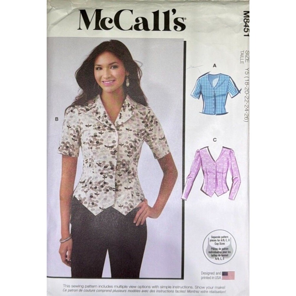 Pattern Misses Sz 8-16 Vest Style Button Down Tops McCall's M8451